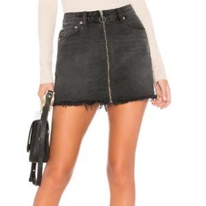 We The Free Black Denim Mini Skirt